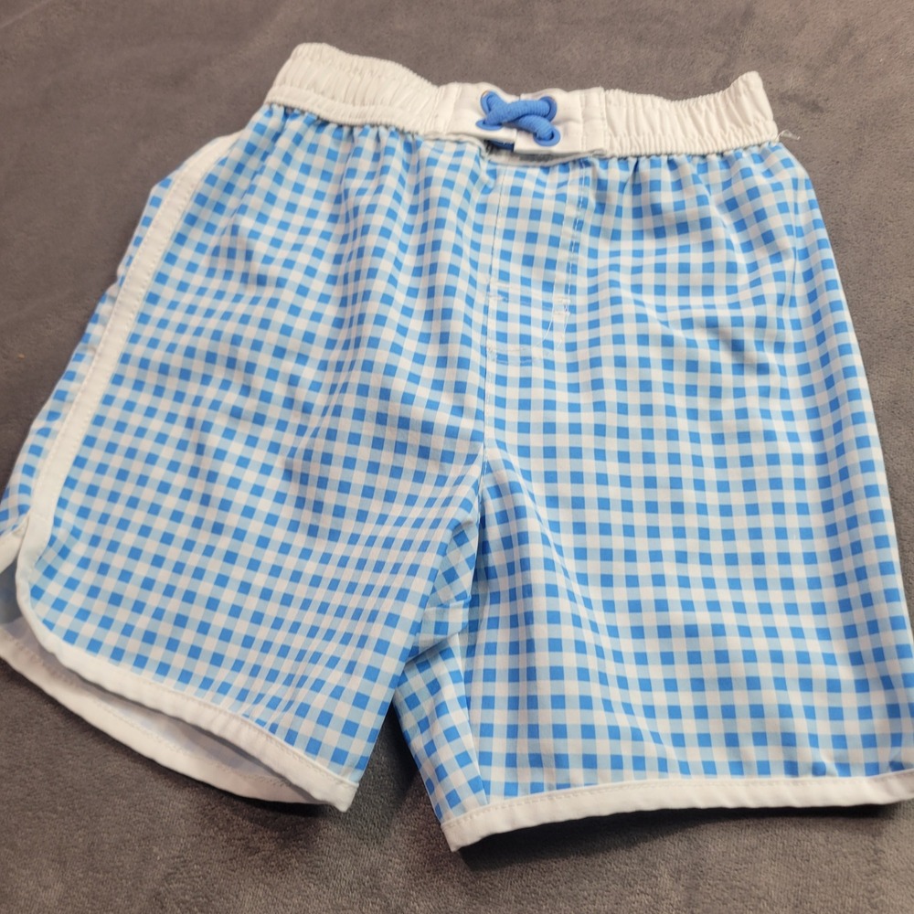 Wonder Nation Toddler Boys‎ Blue Gingham Swim Trunks Size 4T Mesh Lined Shorts